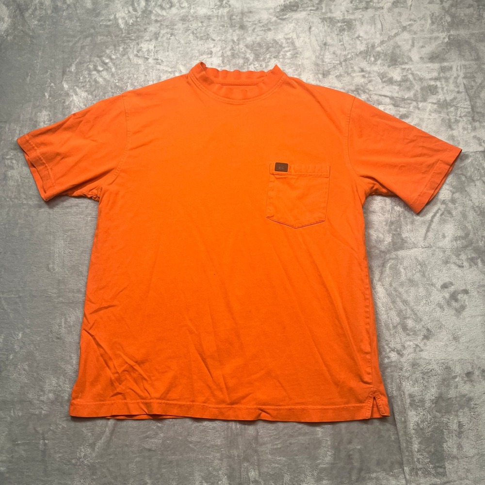 Riggs Workwear Wrangler Pocket T-Shirt Mens‎ Orange Short Sleeve Cotton Heavy L